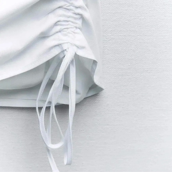 ZARA RUCHED BOW TRENCH COAT WHITE DRESS NWT - Picture 5 of 6